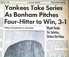 洋基队赢得世界系列，报纸，1941年10月6日